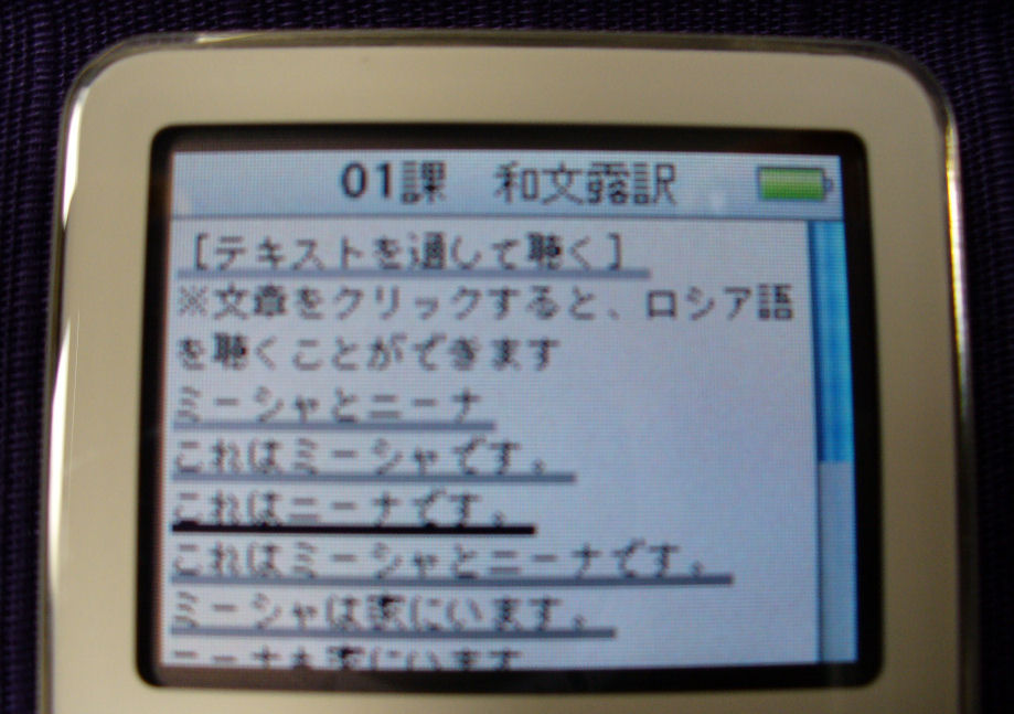 iPodの液晶画面